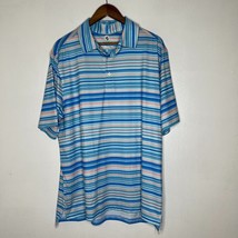 Southern Proper Men&#39;s XL Striped Polo Shirt Blue Pink Performance Stretc... - $27.00