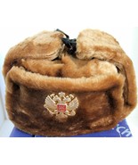 Authentic Russian Military Camel Brown KGB Ushanka Hat W/ Soviet Eagle B... - $40.68 CAD