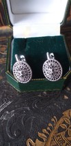 Vintage 1950-s Sterling Silver 925 Small Sapphires Earrings - 3.93 g Hal... - £53.97 GBP