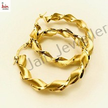 18 Kt Hallmark Solid Yellow Gold Unique Torchon Women&#39;S Huggie Hoop Earring - £1,564.95 GBP