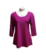 Creation 3/4 Sleeve Scoop Neck Flared Knit Top Magenta S - £10.26 GBP