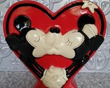 Mickey &amp; Minnie Mouse Kissing Disney Bank Red Heart Valentines - $11.68