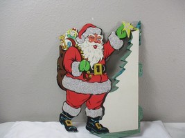 Vintage Beistle Glitter Santa Claus die-cut cardboard cut out Honeycomb - £42.93 GBP
