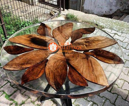 Clear Epoxy Table Top Handmade Round Wood Coffee Table Resin River Table Tops - £156.68 GBP+