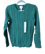 St. Johns Bay Womens Classic Cable Sweater Large Plaza Green Cabin Core ... - $15.84