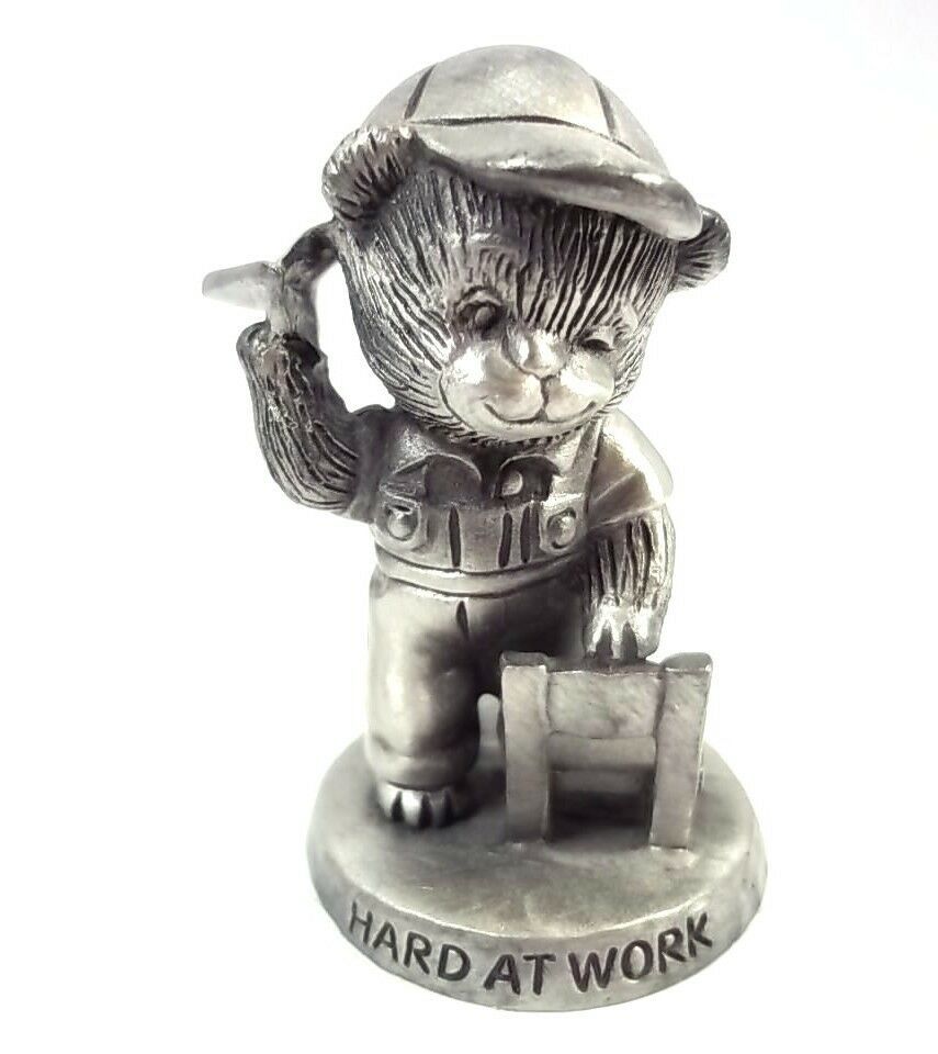 Primary image for Avon pewter figurine Teddy Bear Hard at Work 1983