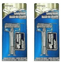 2 x Double Edge Stainless Steel Handle Shaving Safety Razor Men&#39;s Classi... - $14.84