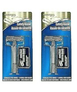 2 x Double Edge Stainless Steel Handle Shaving Safety Razor Men&#39;s Classi... - £11.72 GBP