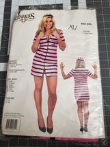 Charades Bad Girl Sexy Prisoner Costume Black/pink Stripes size Medium n... - £15.82 GBP