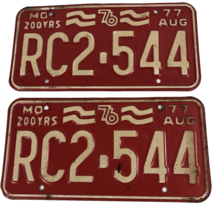 1976 77  Bicentennial Missouri License Plates use on Corvette Camaro match set - £15.22 GBP