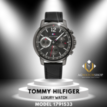 Tommy Hilfiger Men’s Quartz Black Leather Strap Grey Dial 46mm Watch 1791533 - £97.19 GBP
