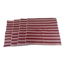 Longaberger Fabric Napkins Set of 4 16.75”x16.75” Lot Berry Red Stripe H... - $37.39