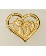Vintage Costume Jewelry Gold Tone DANECRAFT Persian Cat Couple Heart Bro... - £17.82 GBP