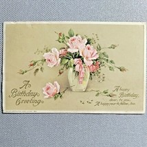 1915 A Birthday Greeting John Winsch Roses Embossed Posted Marshall Virginia - £10.04 GBP