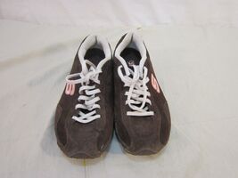 SKECHERS WOMEN&#39;S sz8 BROWN/PINK LEATHER STRIPED SNEAKER TENNIS SHOES NA1... - $13.65