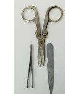 Scissors File Tweezer Star Brand Japanese Men&#39;s Cuticle Set Metal Vintage - $17.05