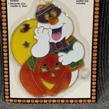 Vtg Giant Size Halloween Crystalline Window Decoration Ghost Pumpkin Nos 8x6 - £22.15 GBP