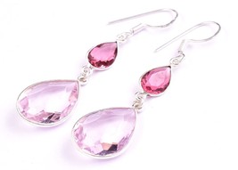 Handmade 925 Sterling Silver Amethyst Gemstone For Women Dangle Drop Earrings - £27.16 GBP+