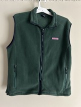 Vineyard Vines Fleece Vest Size Medium Full Zip Green &amp; Blue Hiking Outdoors - £25.66 GBP