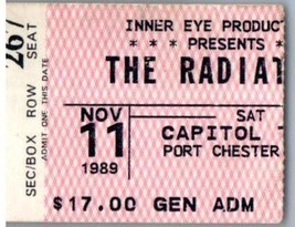 The Radiateurs Concert Ticket Stub Novembre 11 1989 Port Chester New York - £32.70 GBP