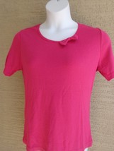  Being Casual Ribbed Cotton Blend Knit Scoop Neck with Bow Tee Top XL-1X... - £9.12 GBP
