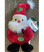 Vintage Kyjen Plush Puppies Santa Claus Dog Toy Squeaks Rattles Tug Ring... - $10.45