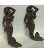 NEW CAST IRON MERMAID NAUTICAL HOOK HANGER DECOR - SALTWATER DECOR - 1 PAIR - €20,63 EUR
