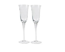 NEW Glass Champagne Flutes Set of 2 Stemware 8 oz. 11 inches tall - $9.95