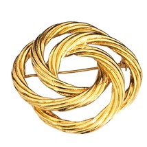 Monet Gold Tone Rope Knot Brooch Signed Pin - $12.18