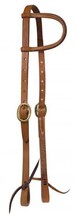 Western Horse Sliding One Ear Ranch Work Leather Bridle Headstall Medium oil - £15.90 GBP