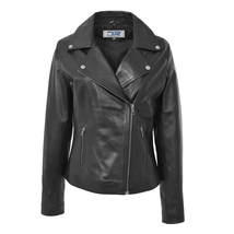 DR216 Women&#39;s Casual Smart Biker Leather Jacket Black - £126.40 GBP