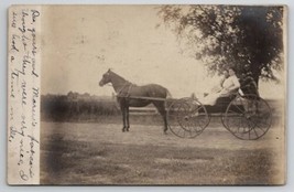 RPPC Couple Horse Carriage Muskogee OK to Poulter Family Ravenna NE Postcard I24 - £12.74 GBP