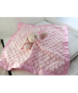Pro Goleem Pink Bunny Rabbit Lovey Security Blanket Minky Dot Satin Back... - £7.25 GBP