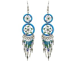 Double Dream Catcher Long Seed Beaded Metal Dangle Earrings - Womens Fashion Han - £12.04 GBP