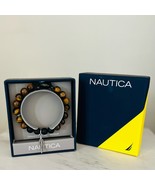 NAUTICA Tiger Eye Beaded Feather Charm Bracelet, Uni Sex, Brown/Black, NWT - $54.67 CAD