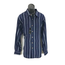 Gachu Men&#39;s Shirt Casual Button Down Navy Off White Long Sleeves Size XL - $22.49
