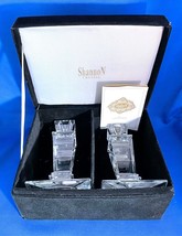 Pr Of Godinger Shannon Cut Crystal Empire Candleholders New In Presentation Box - £28.41 GBP