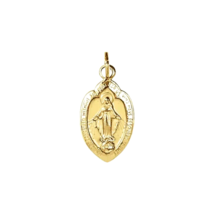 14K Yellow 18x12 mm Oval Miraculous Medal Virgin Mary Medal Pendant - £333.70 GBP
