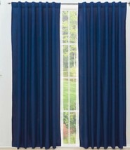 Viasoft Navy Blue Color Decorative Curtains Drapes 2 Pcs 50% Shades Of Light - £34.46 GBP