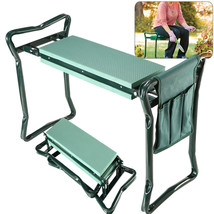 Folding Garden Kneeler Bench Kneeling Soft Eva Pad Seat With Stool Pouch - £34.59 GBP