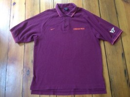 Virginia Tech VT Hokies Nike Team Maroon Polo Golf Preppy Collared Shirt L 45&quot; - £19.80 GBP
