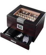 Analog Hygrometer Mantello Cigars Humidor, Humidor Cigar Box with Drawer... - $118.75