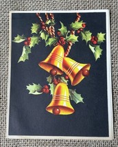 Vintage Hawthorne House Christmas Bells Holly Greeting Card 1940 1959 Ep... - $7.92