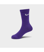 NIKE EVERYDAY PLUS Performance Cushion Crew Socks PURPLE WHITE WOMENS SI... - $13.76