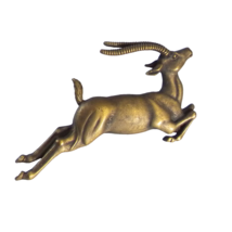 Vintage Bronze Tone Running Jumping  Gazelle Animal Brooch Pin - £11.82 GBP