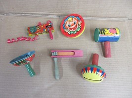 Lot of 6 Vintage Tin Litho Mixed Noise Makers 1950s    F - £51.90 GBP