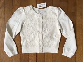 NWT the childrens place white lace knit button down stretch cardigan top 5 / 6  - $6.44