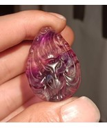 Fluorite Nine Tails Fox, Hand Carved Cabochon 40x28mm Purple Green Natur... - £28.35 GBP