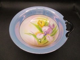 Noritake Morimura pottery Japan mid 20th c bowl one black handle floral[80b] - £42.57 GBP
