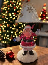 Christmas Snow Santa Tea Light Votive Candle Holder Lamp Tin Shade Kohls... - $37.80